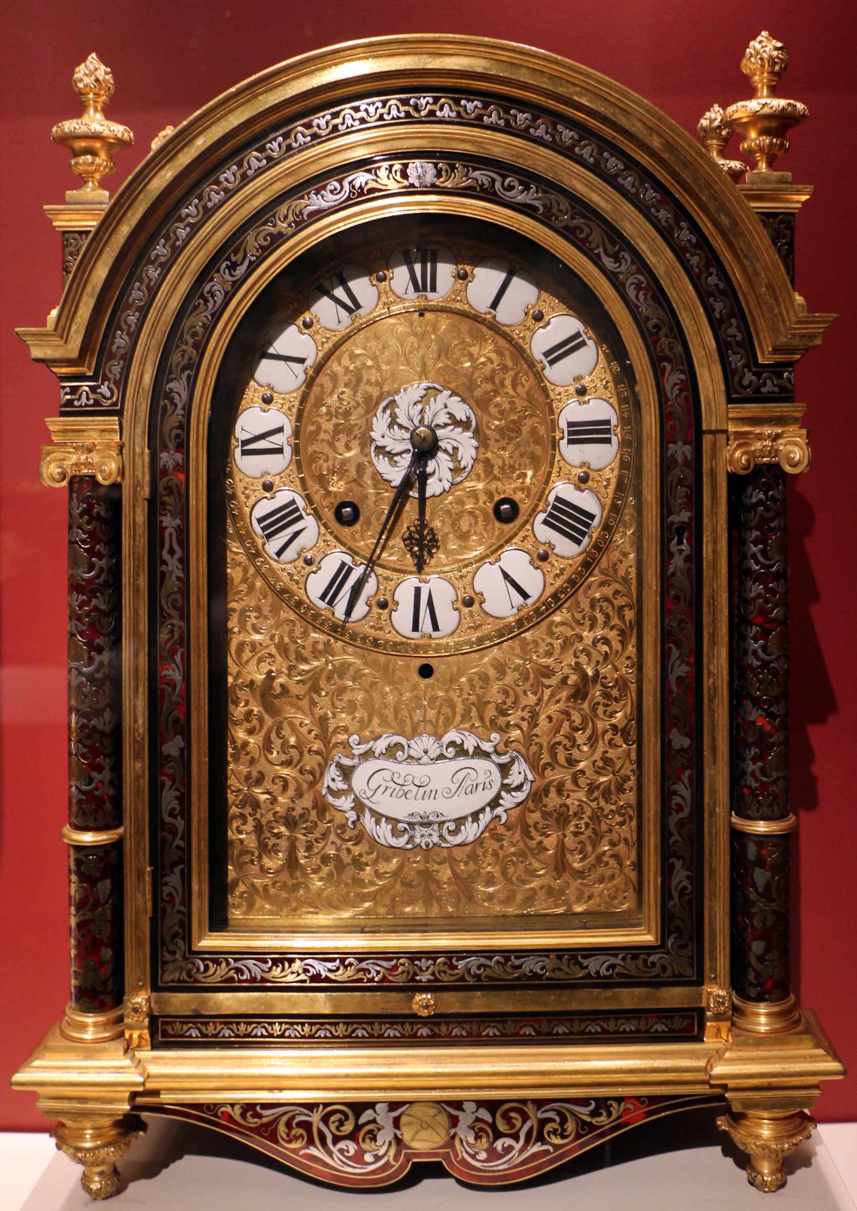 Relógio de Mesa Boulle com Marchetaria em Tartaruga